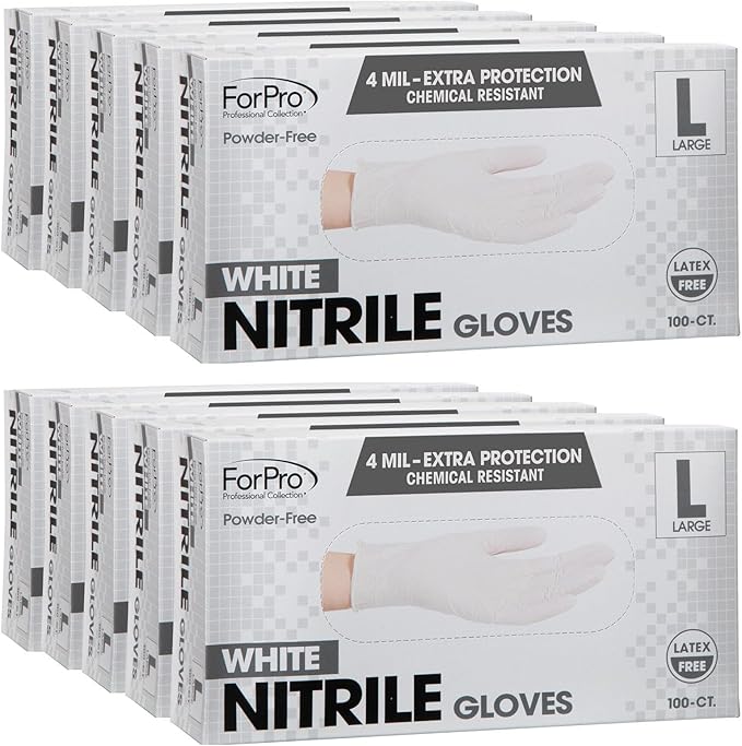 ForPro Disposable Nitrile Gloves, Chemical Resistant, Powder-Free, Latex-Free, Non-Sterile, Food Safe, 4 Mil