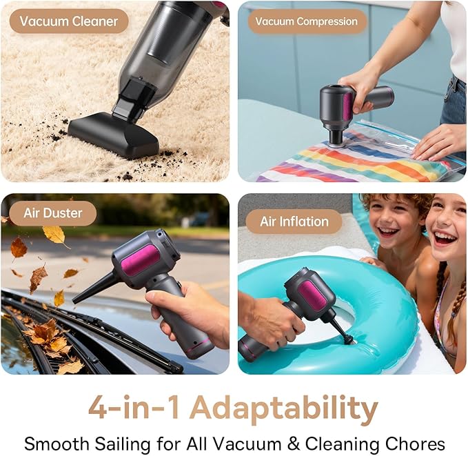 REWONDER Car Vacuum Cleaner High Power, 22000Pa Vacuum Cleaner & 110000RPM Air Duster, Handheld Vacuum with 7800mAh Battery for Valentines Day Gifts, Storage Bag & Multi-Nozzles for Car, Home