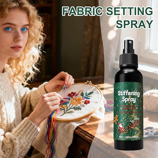 Fabric Stiffener Spray, 120ml Starch Stiffen Quick Fabric Spray for Stiffening with Easy Application for Lace, Wool, Clothes, Felt, Crochet, Holiday Decoration