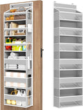 Mefirt Over The Door Organizer, 6 Shelf Door Hanging Organizers with 6 Large Capacity Pockets, Behind Door Storage Hanging Shelves for Closet Wall Bathroom Bedroom Nursery