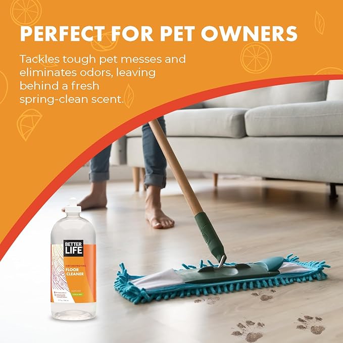 Better Life Floor Cleaner - Liquid Multipurpose Cleaner for Wood, Tile, Laminate, Vinyl, Bamboo for Mopping - Citrus Mint 1 Gallon Refill