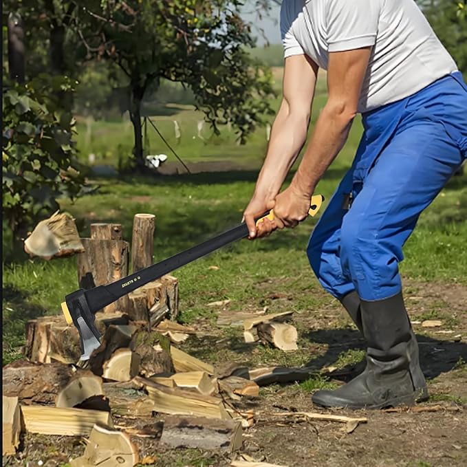 36" Chopping Axe Hatchet with Nylon Shock-Absorbing Handle, Camping Axe for Logs, Wood Axe