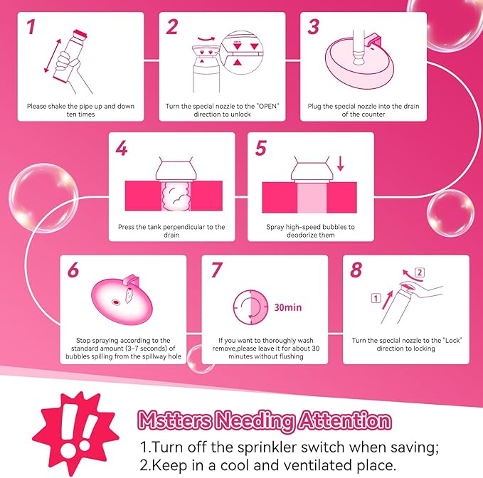 Foaming Drain Cleaner, Sink Cleaner and Deodorizer, Drain Clog Remover for Kitchen Sinks, Tubs, Shower Drains (3 Pcs)