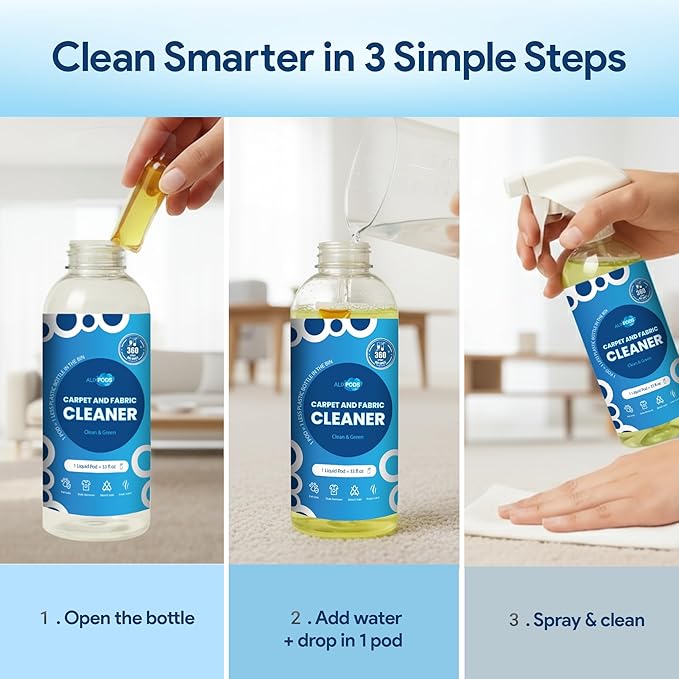 stain remover spray – Spot Cleaner for Carpet, Upholstery, Rugs & Fabric | Pet Stain & Odor Remover | Just Add Water Starter Kit with Refillable Bottle & Concentrated Pod 33 fl oz