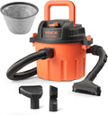 VEVOR Dry Vacuum Cleaner, 2.6 Gallon 2.5 Peak HP Portable Shop Vac with 800W Input Power, Various Nozzles, 1.25in Diameter x 4ft Hose, 9.2ft Cord for Home, Garage, Jobsite, Workshop, Black Orange