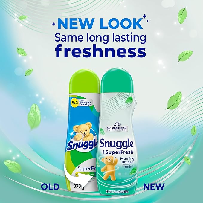 Snuggle SuperFresh In Wash Scent Booster, 21 Oz, Pack of 4, Morning Breeze, Laundry Beads for Long-Lasting Freshness, Fragrance Enhancer for Clothes, Bedding & Activewear, HE Safe