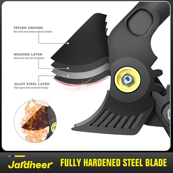 Jardineer 16.5" Garden Loppers for Tree Trimming with Gear Assist, Lightweight Hand Loppers with Steel Blade and Anti-Slip Handles, Cuts up to 1.25" Branches, Yard Shears for Seniors, Women, Men