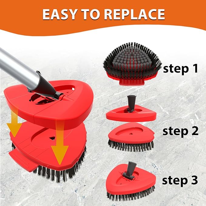 Scrub Brush Mop Head Replacement Compatible with O Cedar EasyWring 1 Tank Spin Mop,New Upgrade Stiff Bristle Shower Brush Scrubbing Brush Cleaning Brush for Bathroom, Kitchen, Tub, Tile