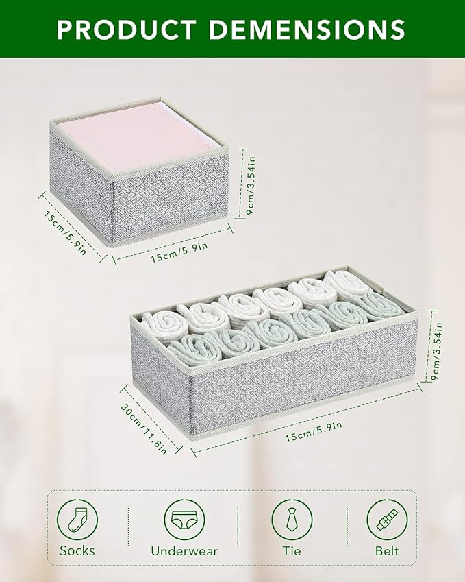 DIMJ Drawer Organizer Clothes Storage - 16 Pack Baby Dresser Organizer for Nursery, Foldable Drawer Dividers for Bedroom Closet Organization, Fabric Storage Bins for Socks, Underwears, Bras