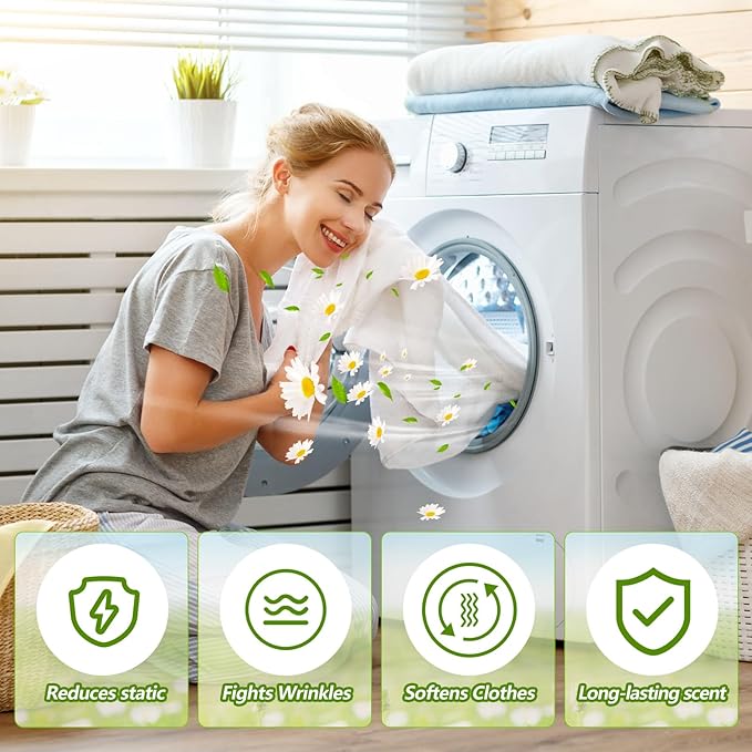 600 Count Dryer Sheets Bulk Fabric Softener Fresh Scent Dryer Sheets Naturally Softens and Removes Static Cling, Ideal for Households, Sensitive Skin
