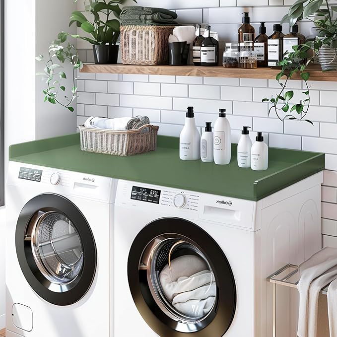 Gashell Washer Dryer Countertop, 27.5" x 54" Bamboo Washer and Dryer Countertop for Laundry Room Organization (Forest Green)