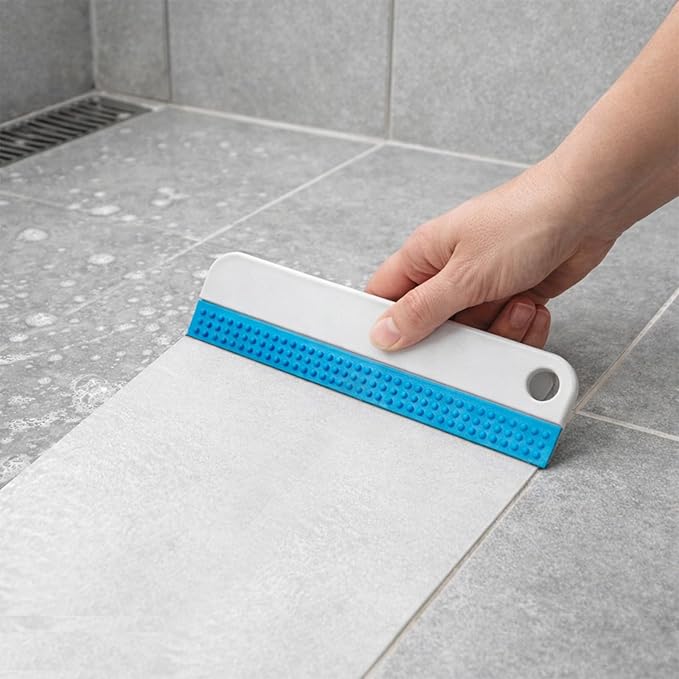 Small Rubber Squeegee 2 Pcs All-Purpose Mini Soft Rubber Window Squeegee Small Squeegees Window Scrubber Scraper for Kitchens Bathroom Shower Mirrors Car Windshield （Gray, Blue）