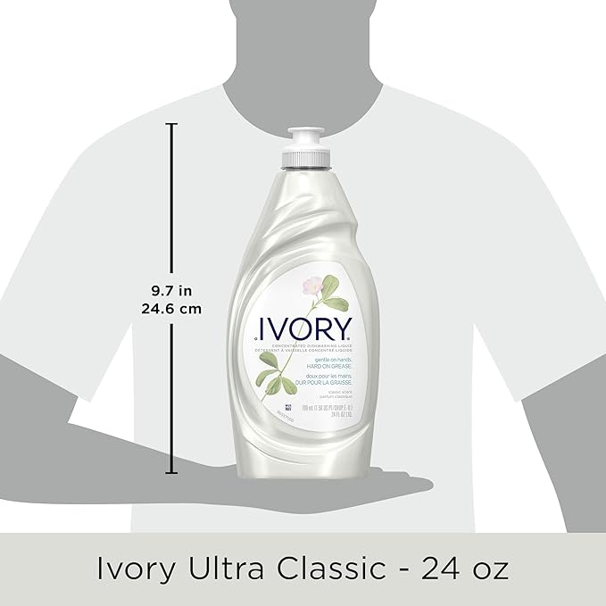 Ivory Dish Soap Original, 709mL/1.5pt/24fl oz, 3 PACK (10 Per master case)