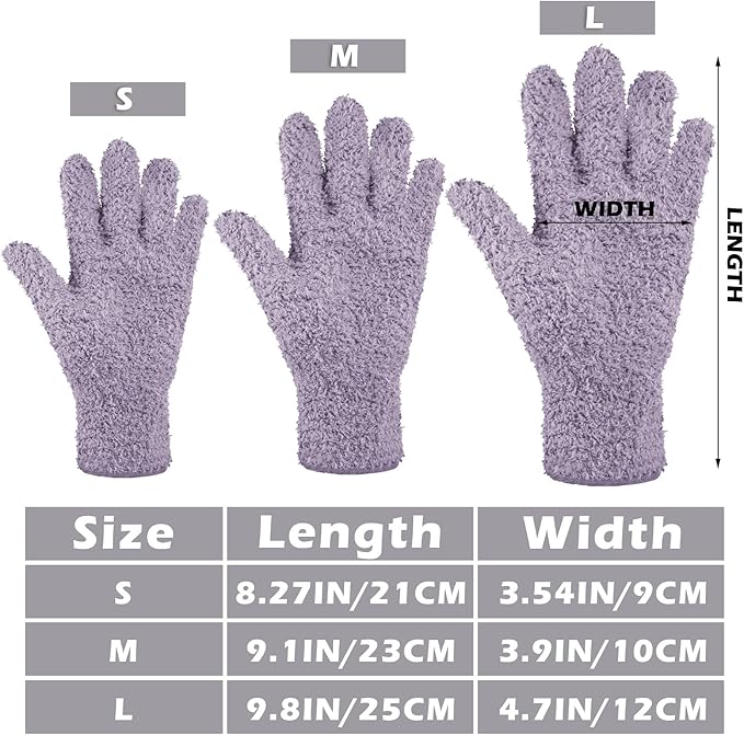 Patelai 3 Pairs Microfiber Plant Dusting Gloves Leaf Cleaning Gloves for Indoor Plants, Blinds, Furniture, House (Pink,Nude,Light Purple,Medium)