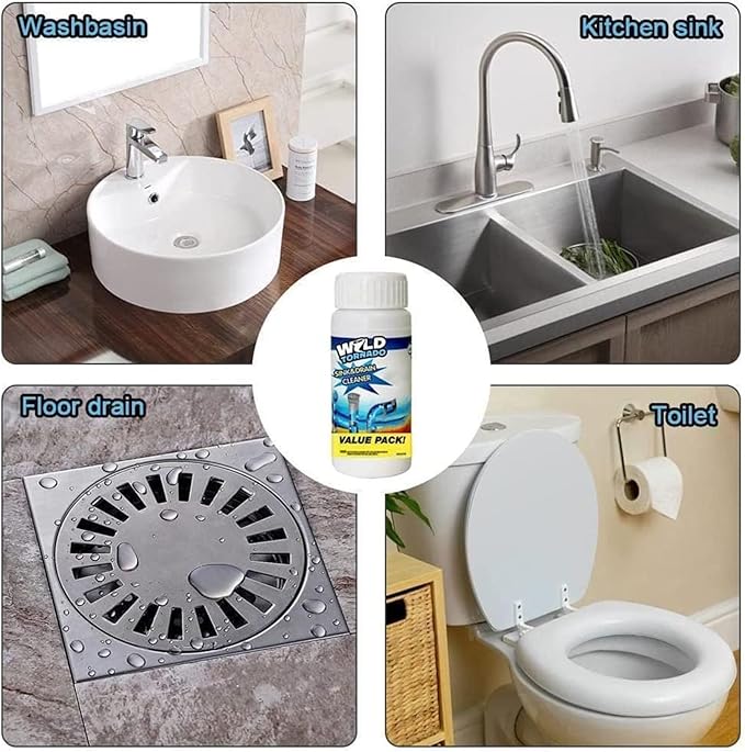 World Tornado Sink Drain Cleaner, Wild Tornado Pipe Dredge Deodorant, Powerful Sink and Drain Cleaner Pipe Cleaner, Fast Foaming Drains Cleaner for Kitchen and Pipes Cleaning Tool (4pcs)