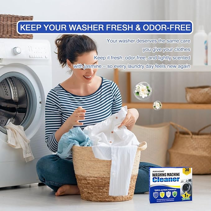 Washing Machine Cleaner Tablets - Deep-Cleaning Descaler for Front Load and Top Load Washers, Including HE, 30 Pack (15 Month Supply)