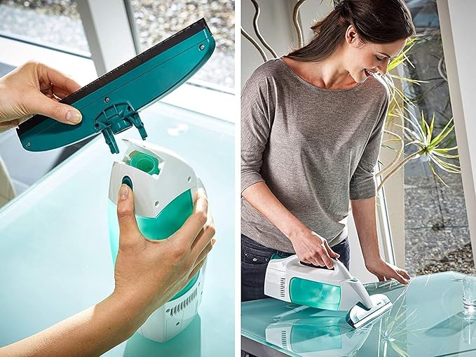 Leifheit Dry & Clean Window Vacuum Cleaner Set with 43cm Handle and Washers, Window Cleaning Kit up to 35 Minutes of Power, Electric Window Cleaner