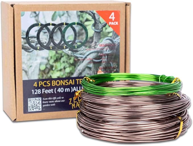 Bonsai Training Wire Set of 4, Total 128 Feet (32 Feet Each Size) 3 Size - 1.0MM, 1.5MM, 2.0MM, Corrosion and Rust Resistant