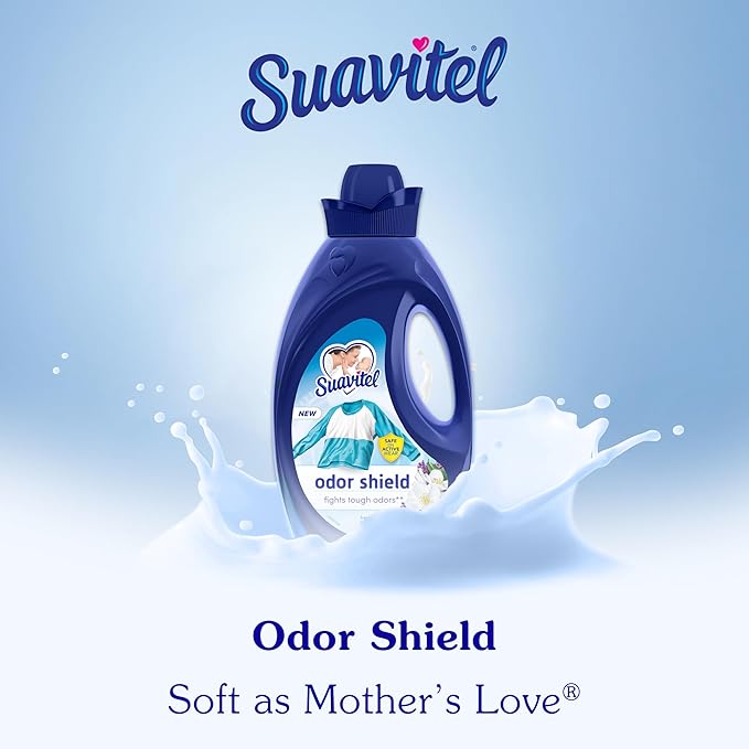 Suavitel Odor Shield Liquid Fabric Softener, Laundry Odor Eliminator, Fresh Air Scent, 46 oz