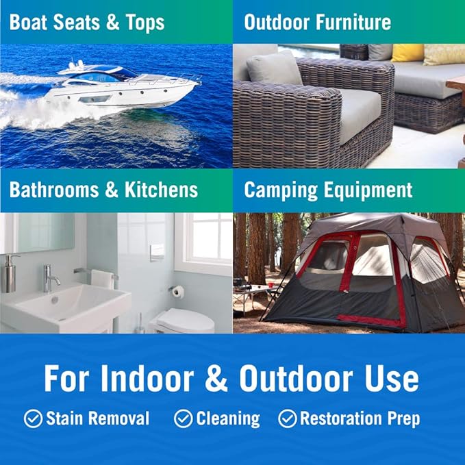 Better Boat Mold and Mildew Stain Remover 1 Gallon for Fabric Vinyl Tile Grout, Removes Mold Stains on Boat Seats Bathroom Shower Patio Furniture Carpet Canvas
