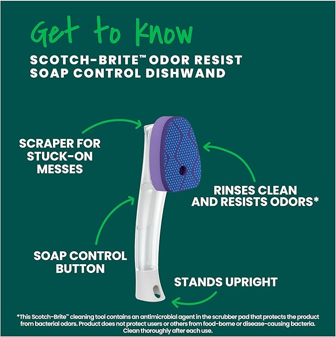Scotch-Brite Soap Control Odor Resist Non Scratch Dishwand, 1 pack