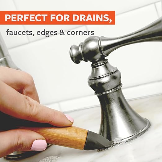 Full Circle Micro Manager, Deep Cleaning Brush for Crevices, Shower, & Grout, Tough Bristles, Sustainable Bamboo Handle, White