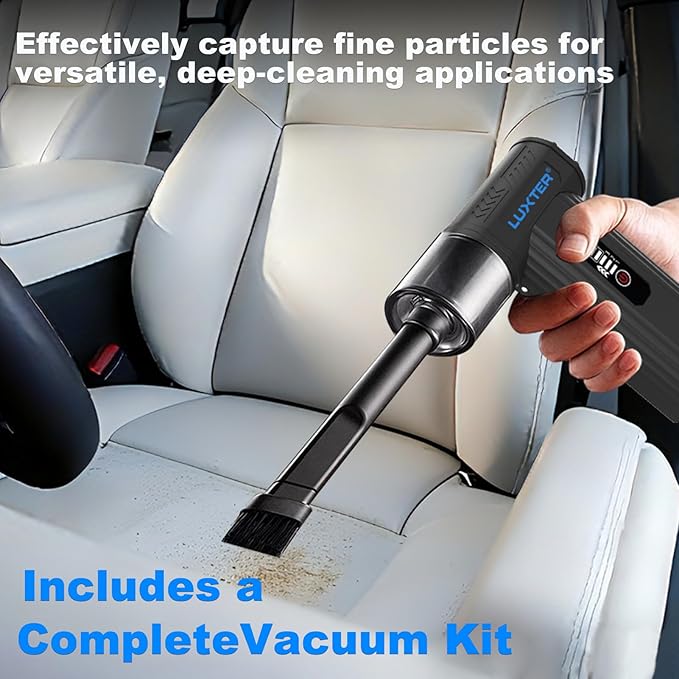LUXTER Compressed Air Duster, 130000RPM Electric Air Duster Rechargeable, 3-Speed Settings with Fast Charging, Computer Duster with a Vacuum Accessory Kit for Computer, Keyboard, Car, Outdoor