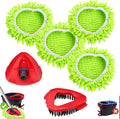 6 Pack Spin Mop Replacements Head Compatible for Oceda EasyWring 1-Tank System,Microfiber Spin Mop Refills Head,1 Mop Scrub Brush + 1 Mop Base + 4 Pack Cleaning Floor Mop Head（Green)
