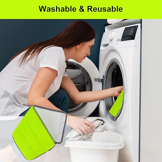 Replacement Microfiber Mop Pads for Libman Rinse 'n Wring Mop and Bucket System, Washable Reusable Wet & Dry Cleaning Refill Head for Multi-Surface Floor-6 Pack