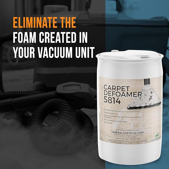 Carpet Defoamer 5814 -Foam Suppressant for Deep Rug Cleaner Machine & Floor Covering Shampooer for a Heavy-Duty Carpet Cleaner Solution, Neutral Non-Corrosive Silicone Emulsion 55 Gallon