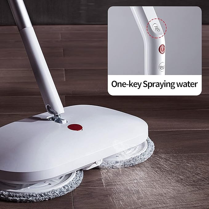 Cordless Electric Spin Mop Power Mop with 4 Floor Scrubber Pads/Automatic Cleaning Bucket/Water Sprayer,Lightweight & Rechargeable,Suitable for Wooden, Marble, Tile, Hardwood Floor.