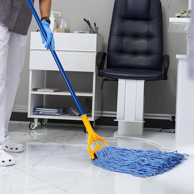 Matthew Cleaning 16oz 6Pack Cotton Floor Mop,Cotton Looped-Open String Heavy Duty String Mop Refills, Universal Headband Blend,Mop Head Replacement for Home, Industrial and Commercial Use(Blue)