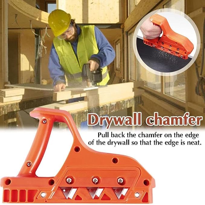 Plasterboard Gypsum Board Edger Plane 60 Degree Bevel Angle Plasterboard Chamfer Fast Cutter with 10Pcs Blades