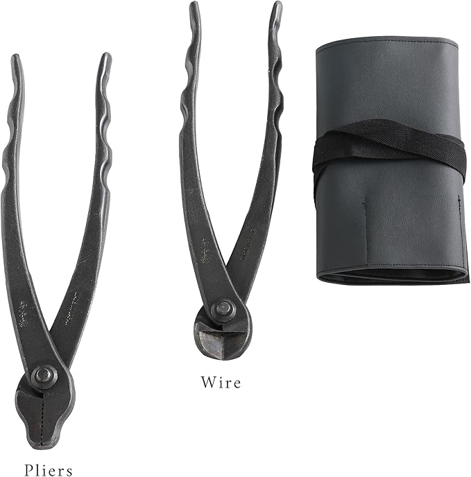 Wazakura Made in Japan 6PCS Bonsai Professional Tool Kit with Roll Bag: Yasugi Steel Twig Scissor, Concave Branch Cutter, Knob Cutter, Jin Plier, Wire Cutter, Root Cutter. Bonsai Tool Set with Case