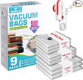 Travel Vacuum Bags with USB & TYPE C Pump,9 Pack Carry-On Size Vacuum Storage Bags for Luggage and Suitcase,Vacuum Luggage Bags,Space Saver for Clothes and Clothing Travel(Red)