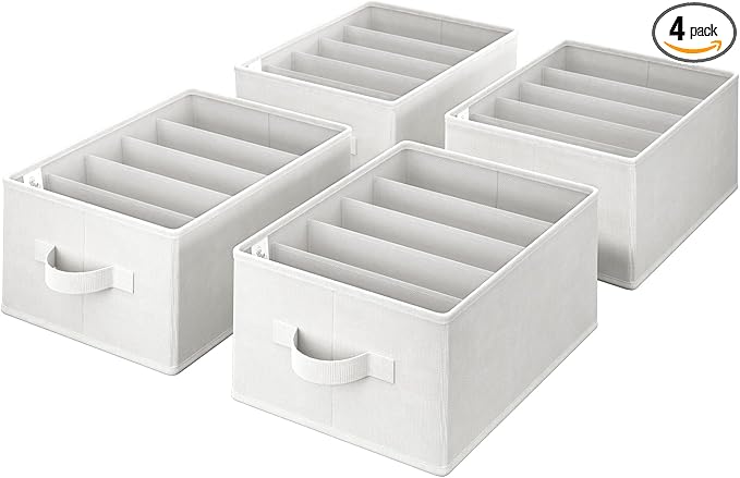 GRANNY SAYS Wardrobe Clothes Organizer, Drawer Organizers for Clothing, Closet Organizers and Storage, Organizer for Drawer, Pants, Jeans, T Shirt, Beige, 4-Pack
