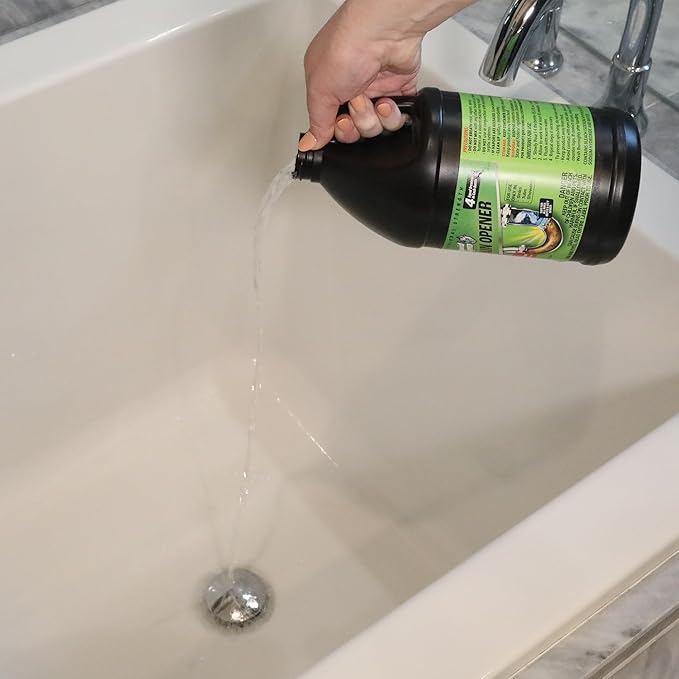 Liquid Rhyno 62 oz. Drain Opener, 2X Concentrate Hair Clog Remover for Sink, Bathtub or Shower Drains, Fast Acting Pro Strength Clears Slow-Flowing Drains, Safe for all Drain Pipes, 4 Treatments