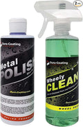 DURA-COATING TECHNOLOGY, Blue Premium Metal Polish - Perfect for Aluminum Wheels, Diamond Plate, Stainless Steel, Copper, Brass, & Nickel - 16oz Polish + 16oz Wheely Clean (Wheel and Tire Cleaner)