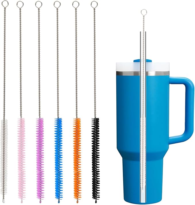 Straw Cleaner Brush for Stanley, 4Pcs Extra Long Color Straw Cleaning Brush for 40oz 30oz 20oz 14oz Stanley Mug and Cleaning More Glass, Stainless,Bottle and Silicone Straw
