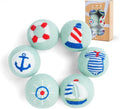 Wool Dryer Balls XL Size 6 Pack - Fun Dryer Balls with Ocean Pattern Cute Dryer Balls Laundry Reusable Anti Static Handmade New Zealand Wool Balls (Nautical Pattern)