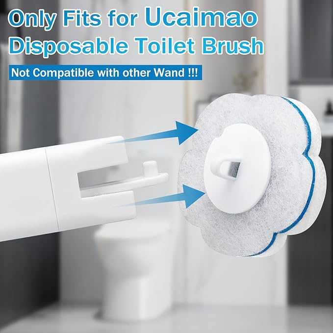 Disposable Toilet Brush， 2 Pack Toilet Wand and Holder with 54 Cleaner Refills Disposable Toilet Cleaning System Cleaner Pads for Toilet Bowl，Bathroom Cleaning，Sink，Bathtub - White