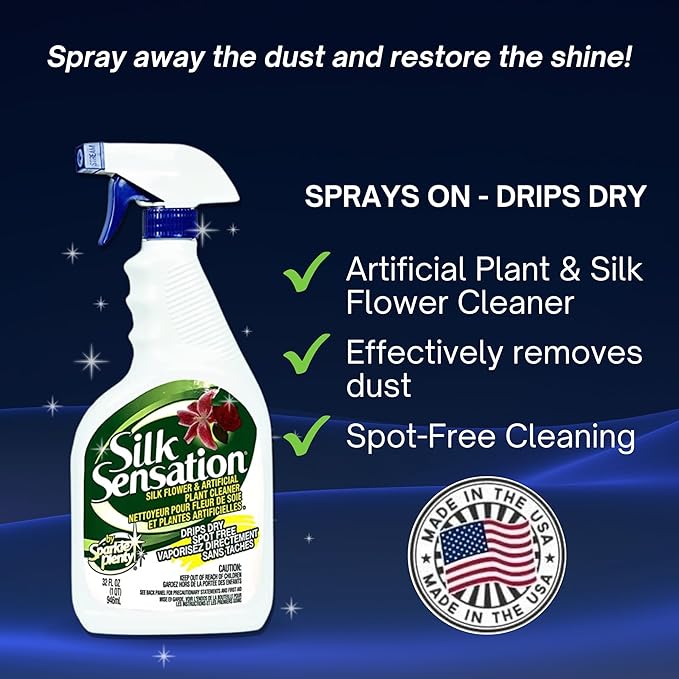 Sparkle Plenty Chandelier Cleaner Drip Dry Spray No Wipe Bundle - Silk Plant Cleaner Spray No Wipe - Dust Cleaning Supplies for Fake Plant, Artificial Flower, Shower Glass or Window Screen (32 oz)