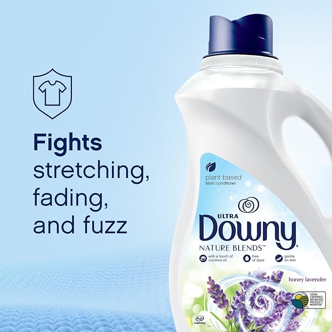 Downy Downy Nature Blends Liquid Fabric Conditioner (Fabric Softener), Honey Lavender, 120 Loads 103 fl oz, 103 Fl Oz