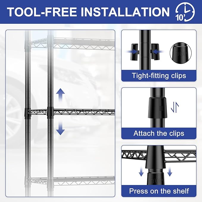 5 Tier Shelving Unit Wire Rack, Heavy Duty Adjustable Shelf Rolling Storage Shelves with Wheels, 14" D x 30" W x 60" H 750 lbs Capacity Kitchen Garage Pantry Shelves for Small Spaces