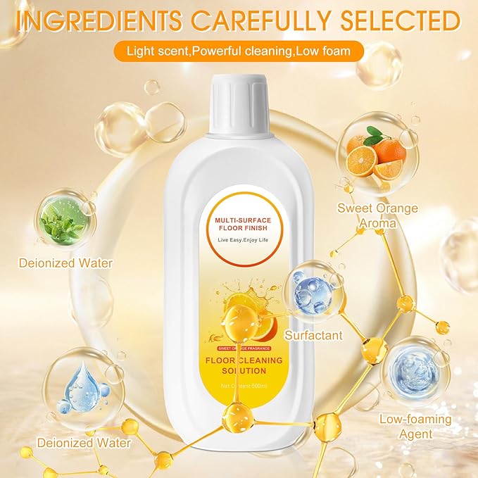 8 Pack 4000ml Floor Cleaning Solution Compatible with Tineco Floor One Ifloor Series Floors Cleaner Refill Solution Wet Dry Vacuum Mops Solutions(Orange Scent)
