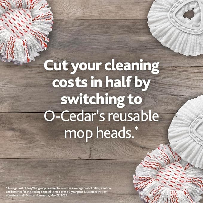 O-Cedar EasyWring Microfiber Spin Mop, Bucket Floor Cleaning System, Red, Gray, Standard
