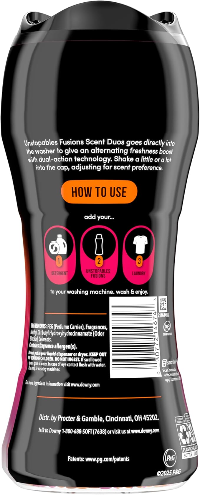 Downy Unstopables Fusions Scent Duos Laundry Scent Booster Beads, Sunset and Citrus Scent, 10.7 OZ, 24hr non-stop freshness with 2 in 1 dual scent laundry scent beads