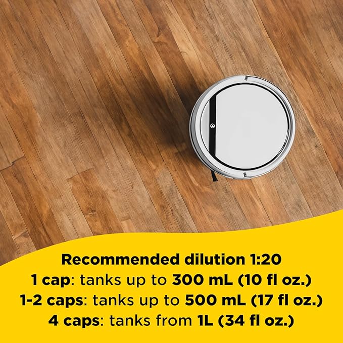 FILA Surface Care Solutions, ROBOSHINE, Detergent for All Robot Vacuum and Mop Combo and Wet Dry Vacuum Cleaner, Up to 100 Washes, Hard Floor Cleaner Mop Liquid for All Floor Tiles, 1Qt