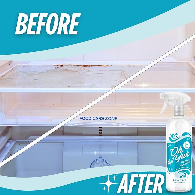 Oh Yuk Fridge Cleaner – 16 oz Concentrate Refill | Makes 4 Spray Bottles | Cleans Inside Refrigerator for Spotless, Food-Contact Safe Surfaces | Lifts Sticky Messes & Dried-On Food
