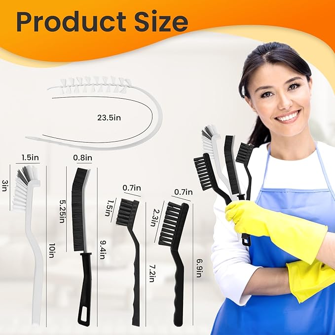 Washing Machine Cleaning Brush Kits, Washer Cleaner Tools Accessories 6pc Drum Laundry Cleaner Brush and Crevice Cleaning Brush for Tight Spaces and Washer Rubber Seal